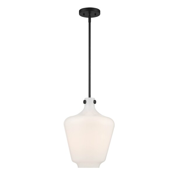Designers Fountain Day Dream 60 Watt 1 Light Matte Black Pendant with White Opal Glass Shade D229M-12P-MB - main